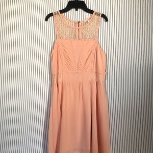 Peach midi dress.